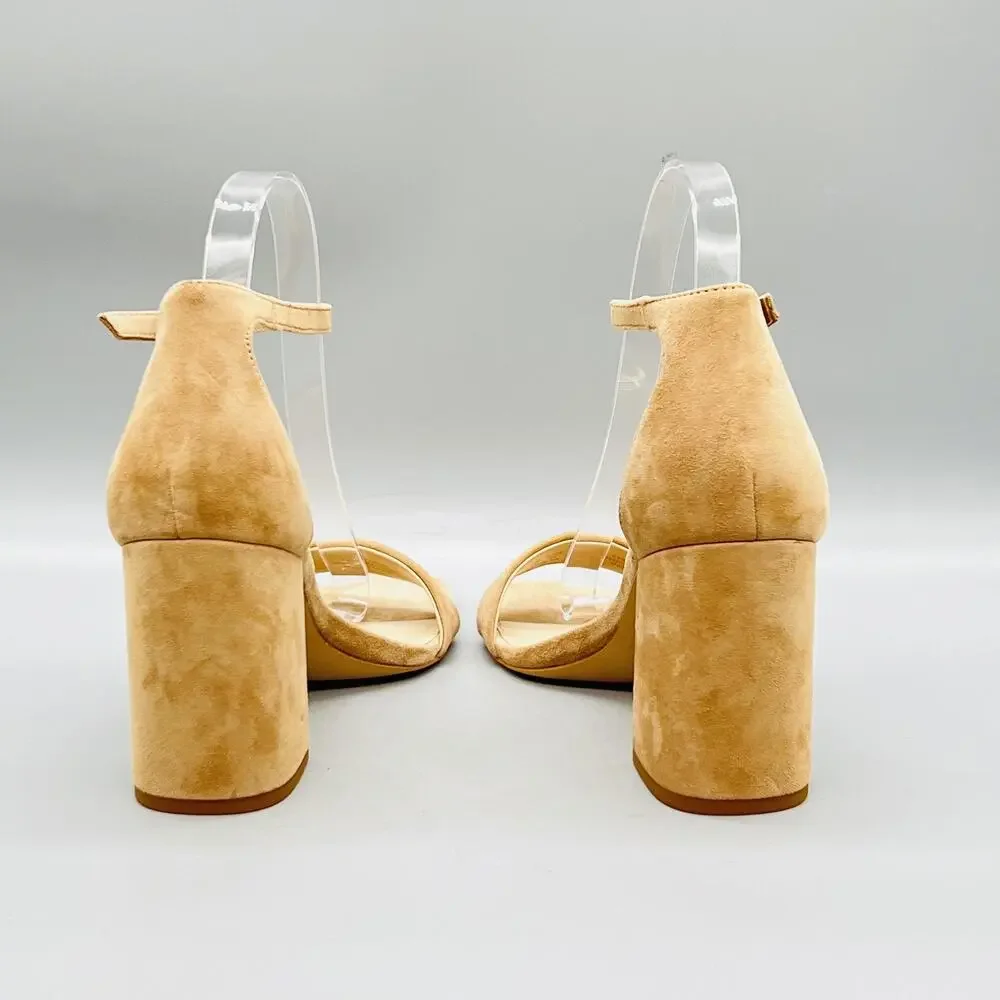 Sam Edelman Sandals Womens 8 Beige Suede Ankle Strap Block Heel Yara Shoes